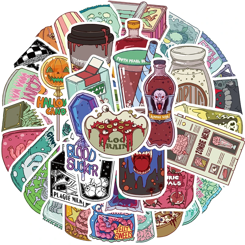 50PCS Zombie Food Stickers Cut - Zombie Snacks 评论和价格