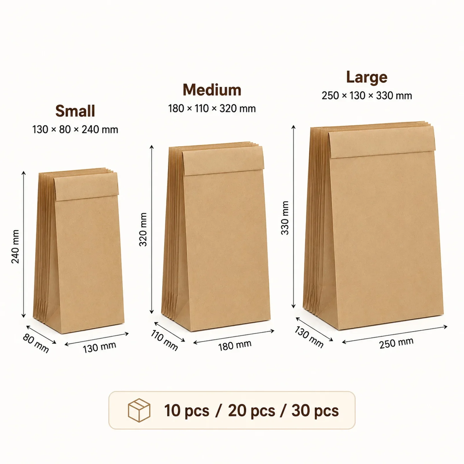 10-30Pcs Small Brown Kraft Pap - Food Snacks Gifts 评论和价格